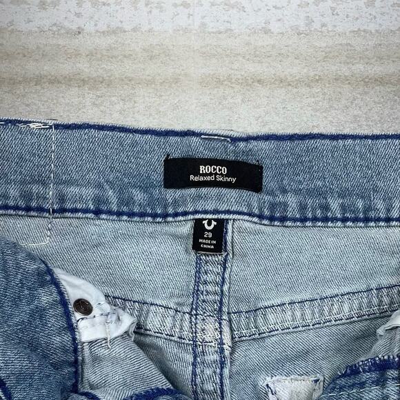 Vintage Skater Jeans Shorts True Religion Light Wash Denim Rap Rocco Style Y2K - Picture 4 of 4